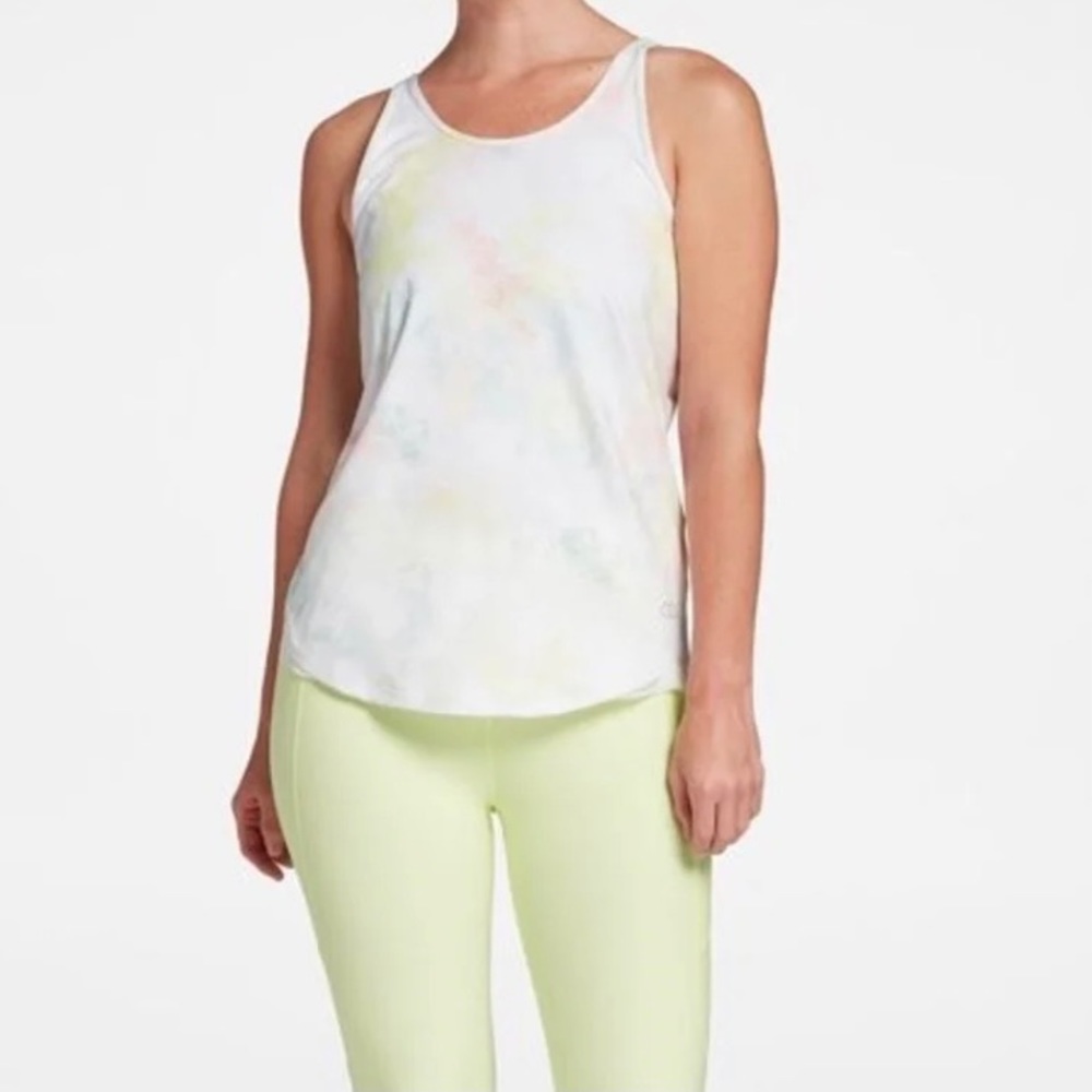 Calia Overlap Mesh Strappy Tank Top XS Pastel‎ Tie Dye Athletic Workout Yoga Gym